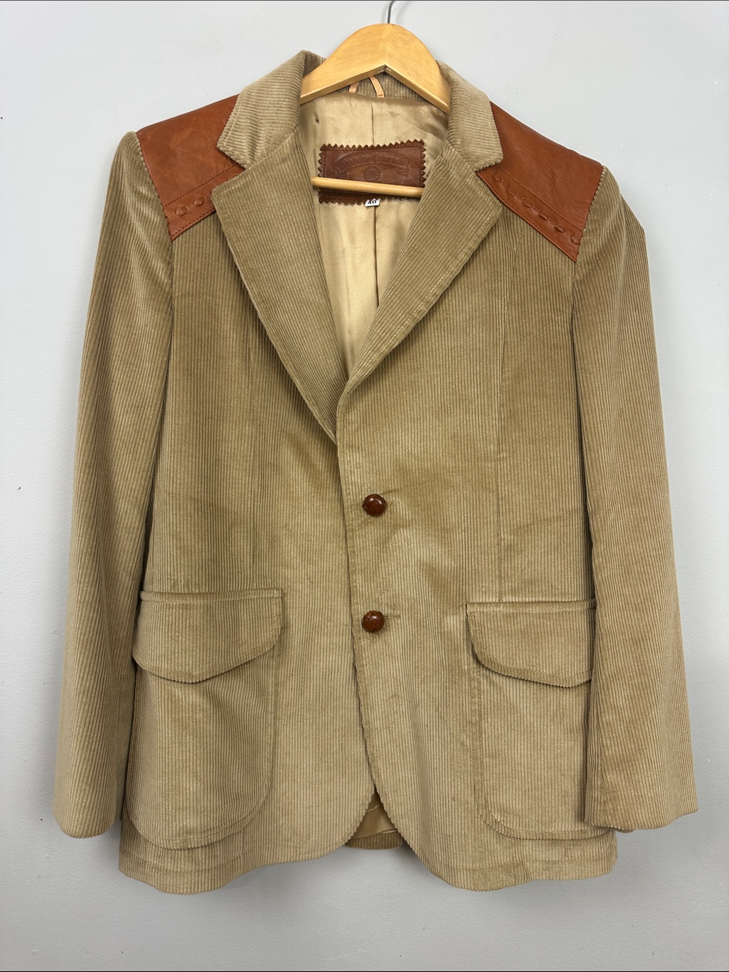 Vtg 70’s Mens Brandon Colorado William Barry Corduroy Leather Sports Coat Sz 40